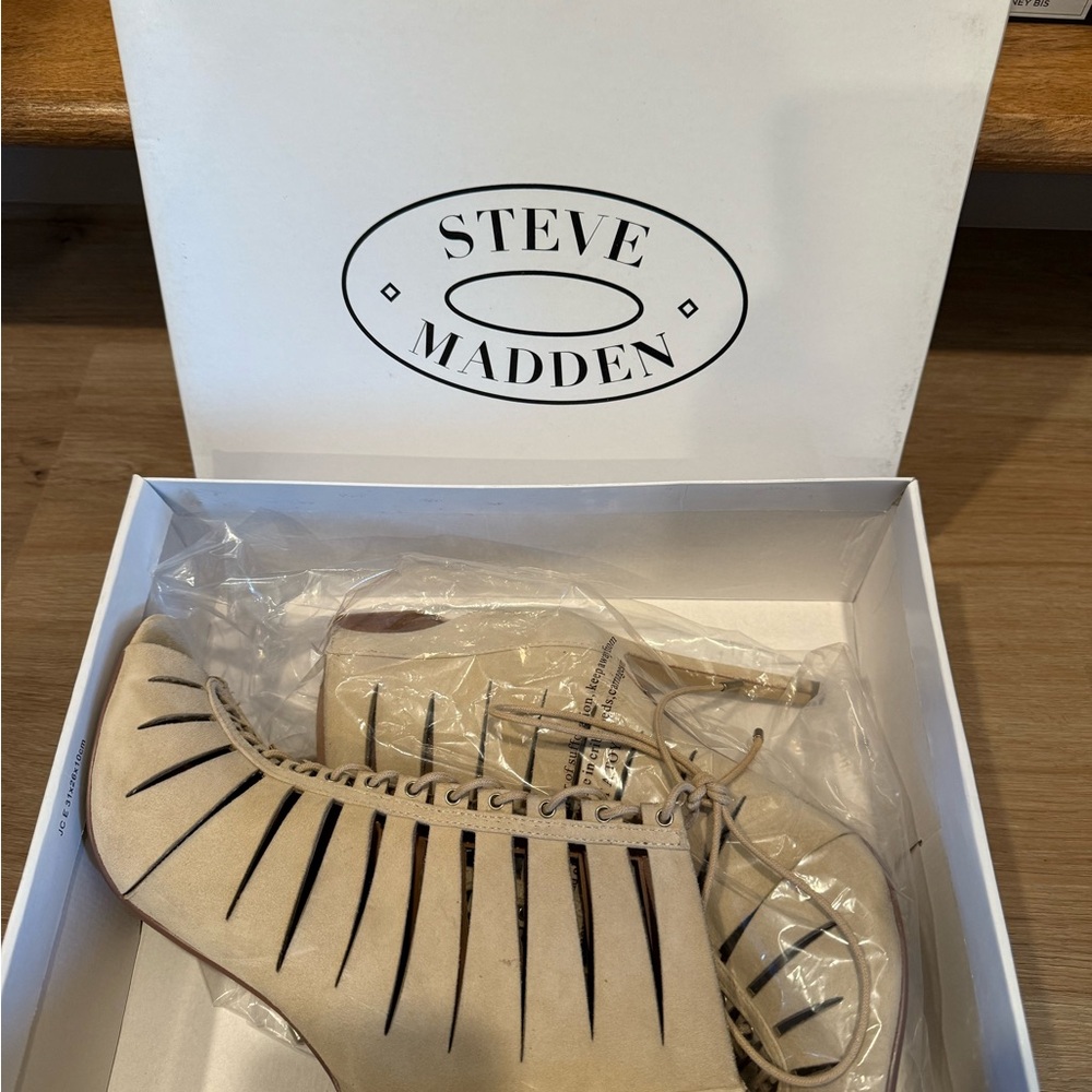 Steve Madden Beige Lace-Up Heels